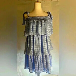 Petal Dew Blue  Tiered Ruffled Sundress